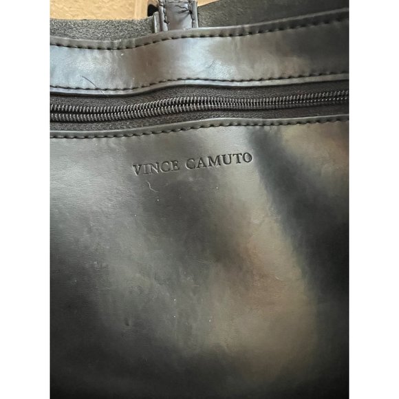 Vince Camuto Leila Perforated Leather Shopper Tote Bag Black 18.5” x 12.5” EUC - Picture 10 of 12